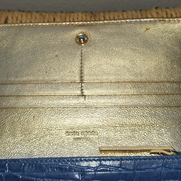 Kate Spade Navy Embossed Wallet Vintage Guc - Picture 12 of 16